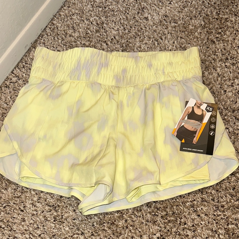 Avia Women's Athletic Shorts in Yellow and Gray